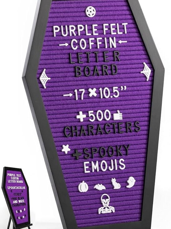 Other - Purple Coffin-Shaped Letter Board with Black Easel